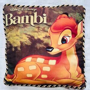 Vintage Walt Disney Bambi Movie 16 X 16 Throw Pillow Corded Edge